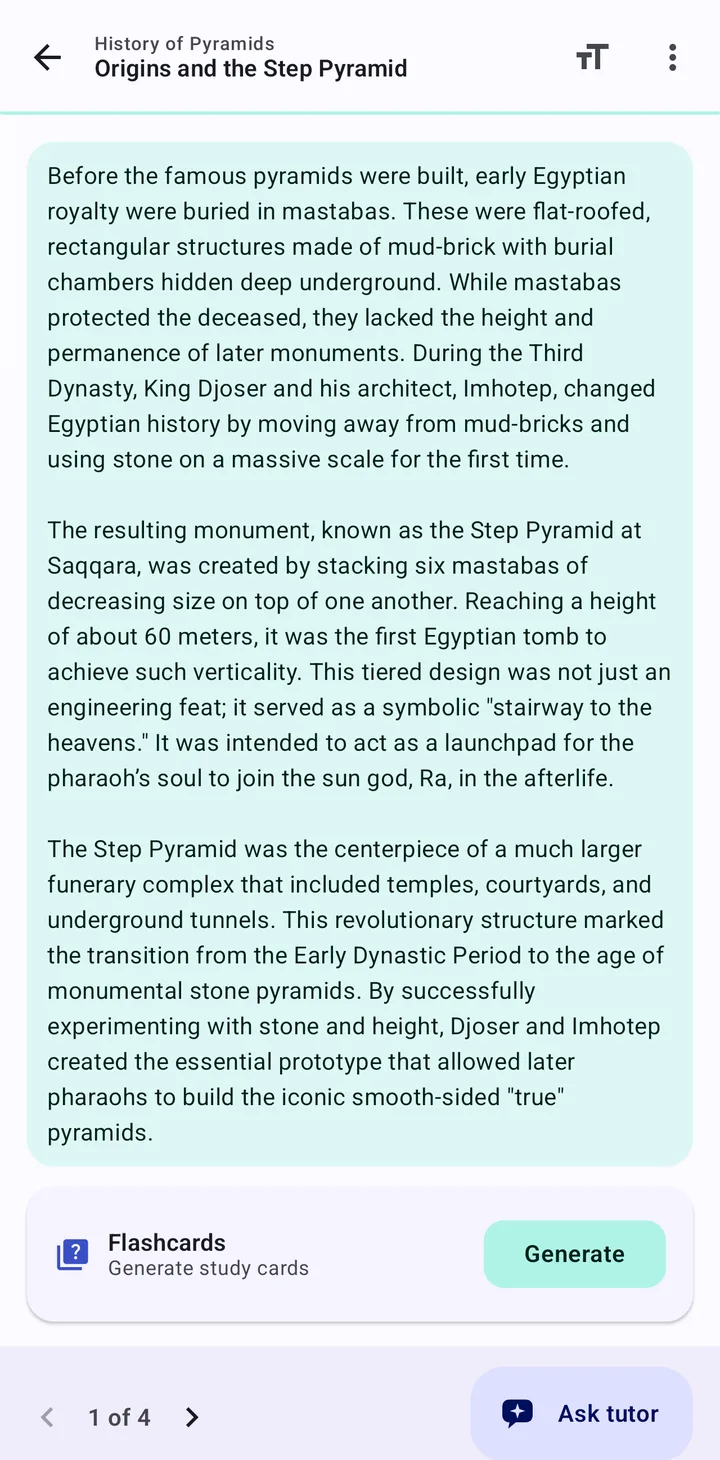 A chapter of an AI study book about the Step Pyramid
